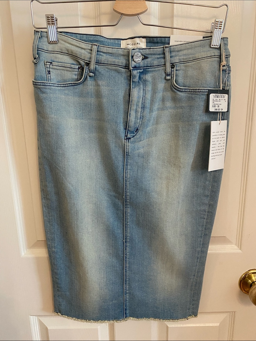 NWT McGuire Denim Light Blue Pencil Denim Skirt Size 10
